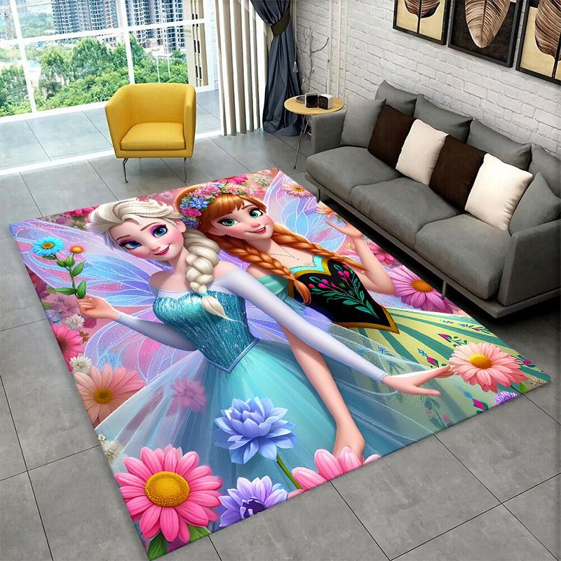 Cartoon Frozen Elsa Princess Girl Carpet Rug for Playroom Bedroom Living Room Sofa Home Decor,kid Area Rug Non-slip Floor Mat