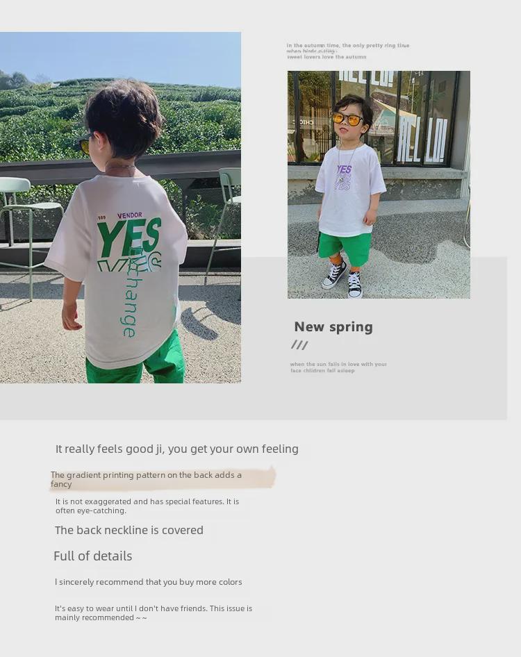 2023 Nowa Niebieska Koszulka z Krótkim Rękawem i Motywem Niedźwiadka ze 100% Bawełny dla Chłopców