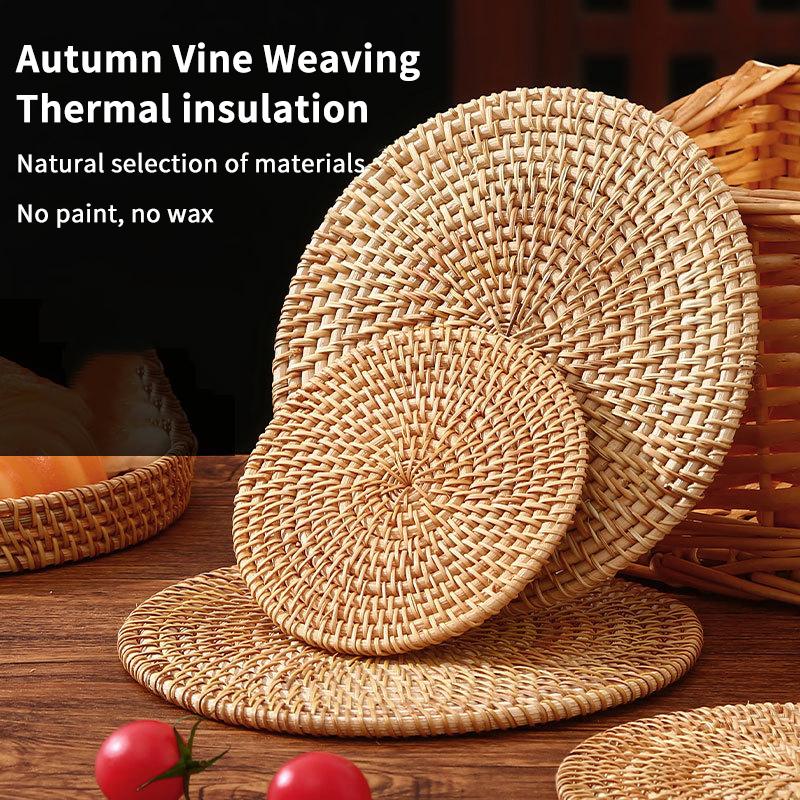 Rattan Heat-Insulating Mat Table Mat Anti-Scalding Pot And Plate Mat High-Temperature Resistant Teacup Mat