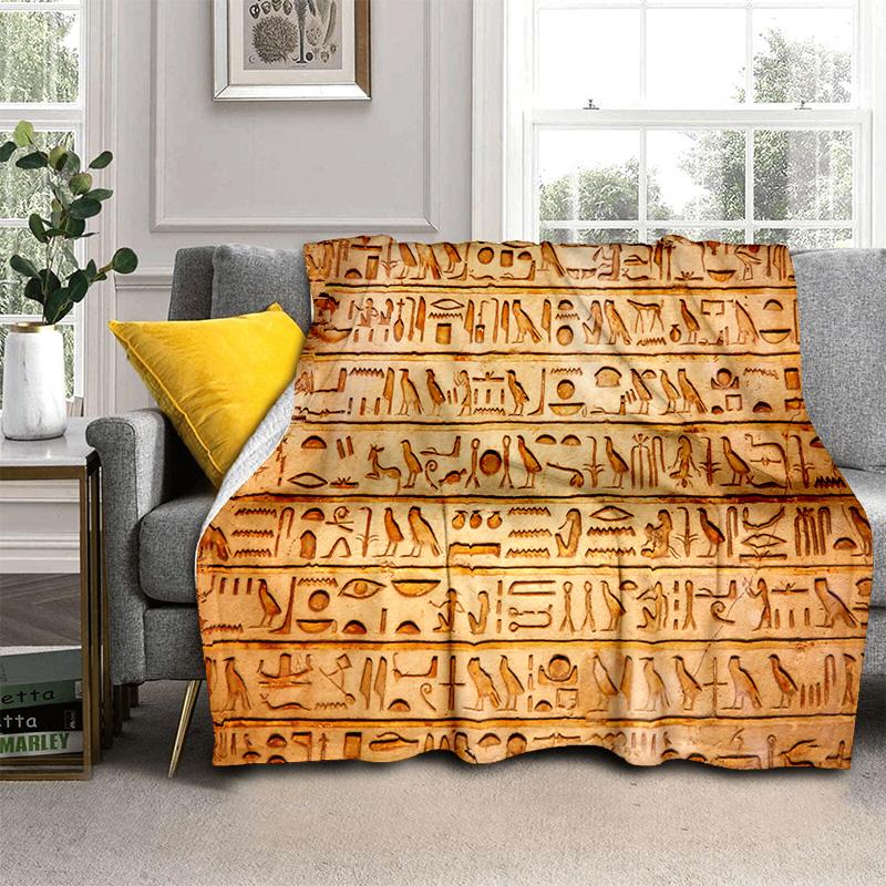 3D Egyptian Pharaoh Hieroglyphics Symbol Blanket,Soft Throw Blanket for Home Bedroom Bed Sofa Picnic Travel Office Cover Blanket