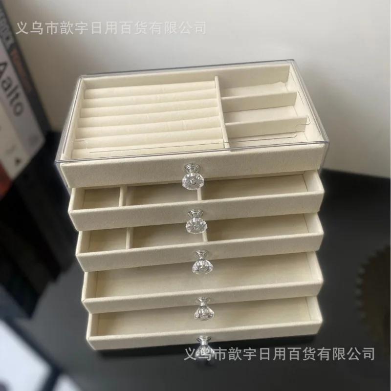 New Transparent Home Desktop 5-Tier Countertop Drawer Jewelry Box Storage Box Earring Storage Box, Jewelry Boxes