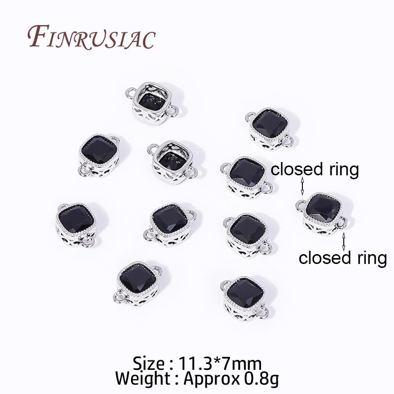 luxury 18K Gold Plated Brass and Zircon Square Connect Charm Pendants High Quality DIY Jewelry Making Bracelet Necklace Earrings