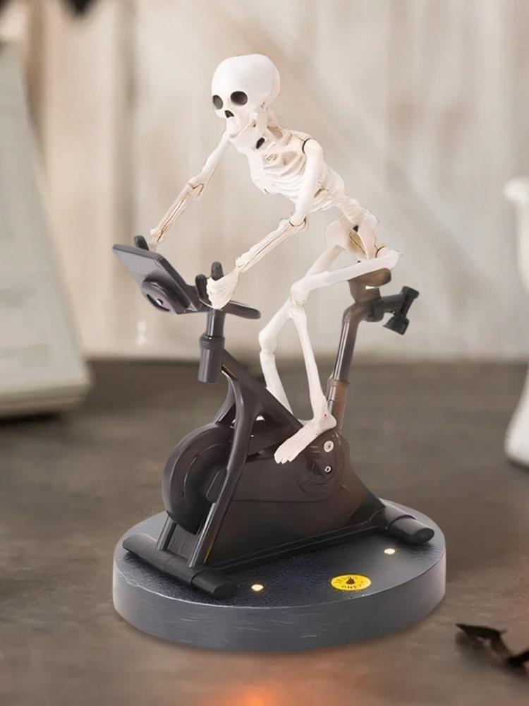 Resin Skeleton Riding Bike Skeletons Statue Skeleton Riding An Exercise Bike Halloween Decorations