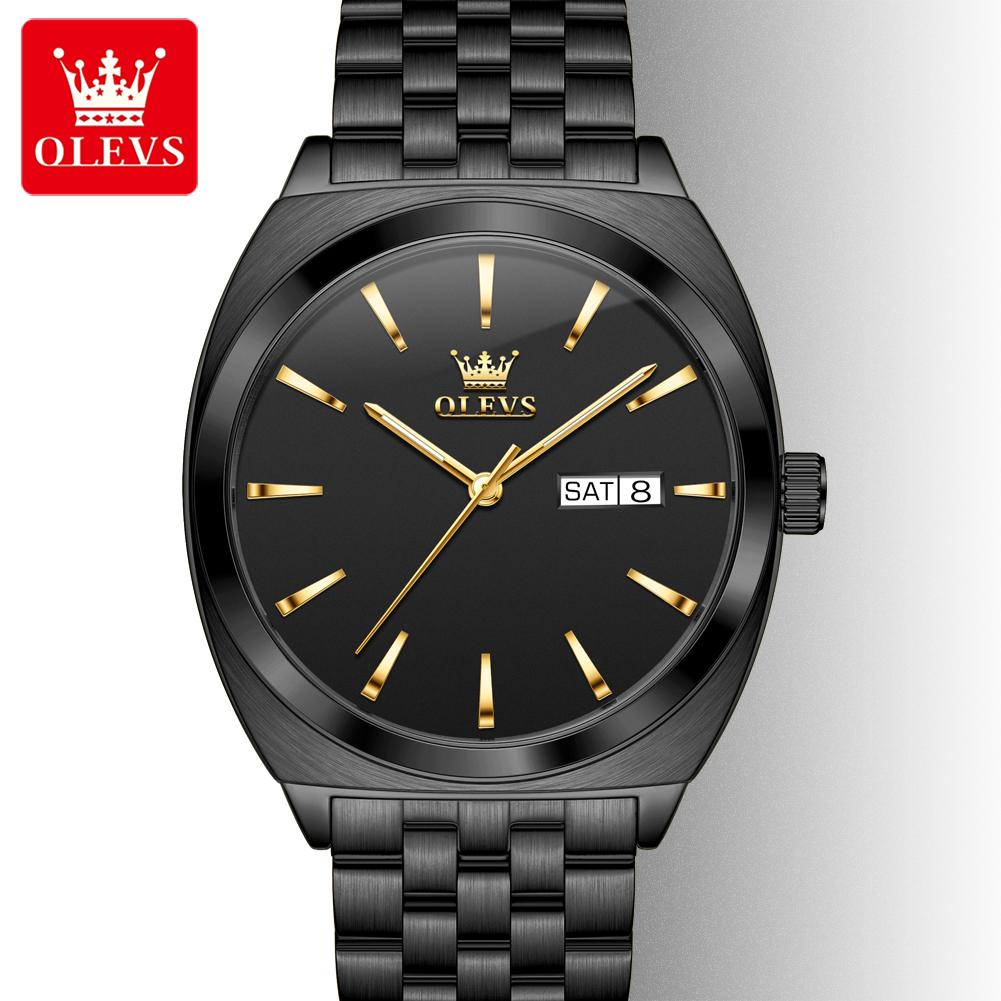 OLEVS 6730 High Quality Gents Mechanical Watch New Design Stainless Steel Band Luminous Calendar Hollow Out Business Wrist Watch