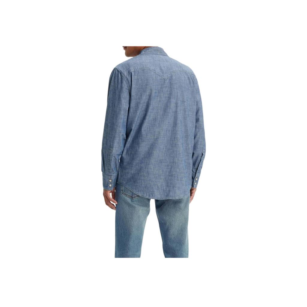 Levis Barstow Standard Fit Leichtes Westernhemd Uni Button-Down Denim Langarmhemd Herrenhemden Blau 85744-0067
