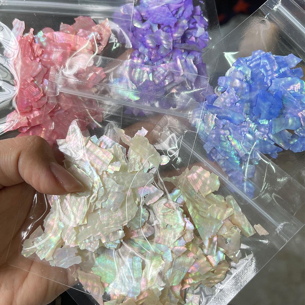 5g/pungă neregulate Abalone Shell Nail Art sclipici natural Sea Shell felii unghii farmece fulgi paiete strălucitoare manichiură decorare