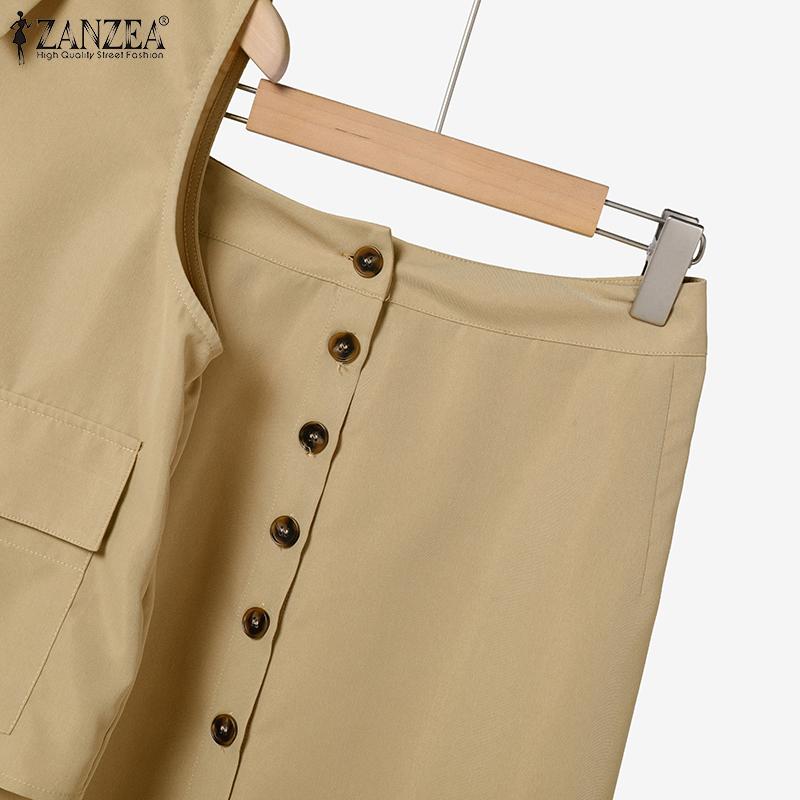 ZANZEA Womens Sleeveless Vest Tops and Long Skirts Summer Two Piece Suit Sets