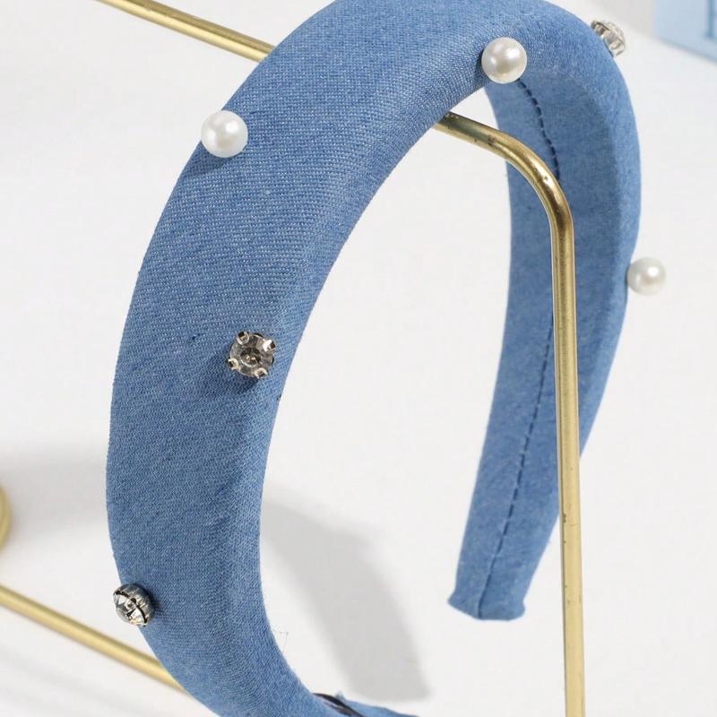 

Жіноча модна пов язка на голову з вузлом, прикрашена штучними перлами та стразами, для прикраси тіари, обруча для волосся, обідка для волосся, головного убору one-size