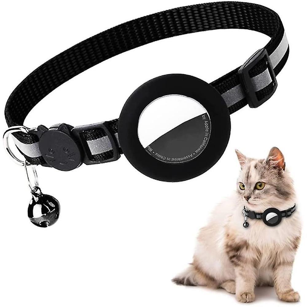 Airtag Cat Collar, Reflective Airtag Cat Collar With Bell And Silicone Waterproof Airtag Holder