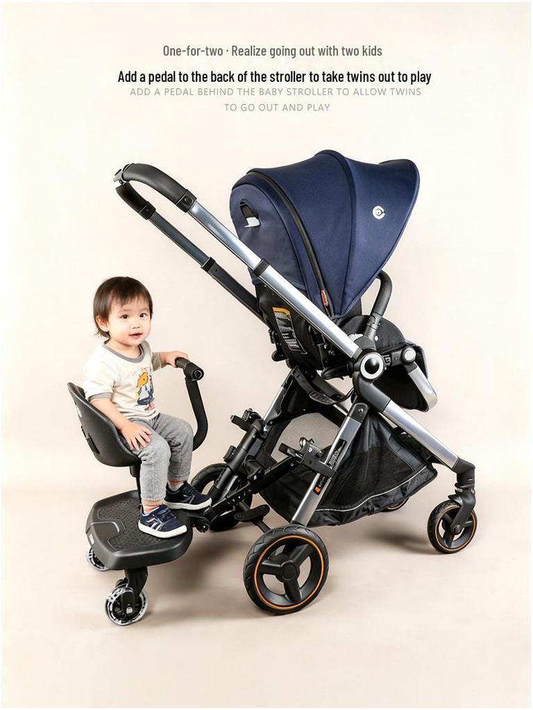 Convertible Two-Way Baby Stroller with Attachable Pedal and Shock-Absorbing Wheels