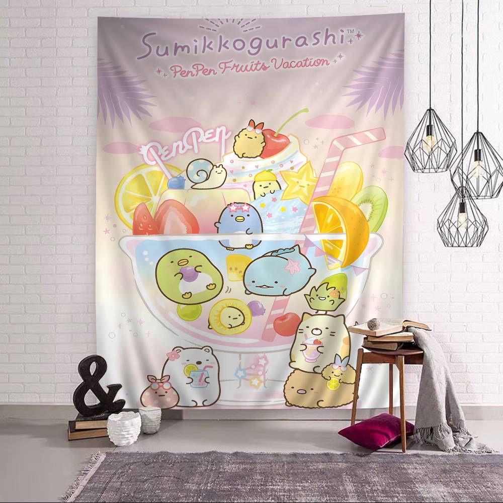 Japan Anime Sumikko Gurashi Wall Tapestry Hanging Tarot Hippie Wall Rugs Dorm Wall Hanging Sheets