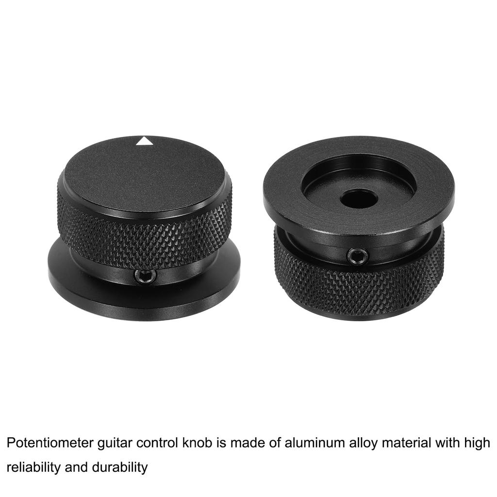 Uxcell Aluminium-Potentiometer Universal-Lautstärke-Tonreglerknopf mit Pfeilindikator für Schwarz 2-teiliger Knopf, 1/4" (6mm) Gitarre, 4/5" (34x20mm)