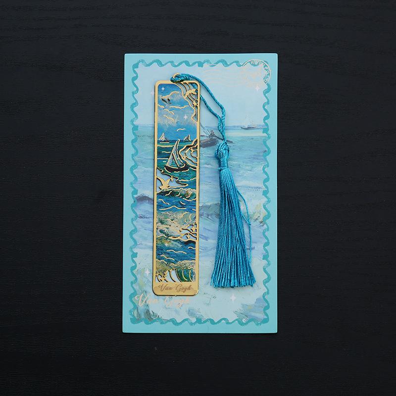 1 Pc Retro Floral Painting Metal Bookmark Hollow Bronzing Bookmark With Tassel Stationery Gifts For Book Club Reader