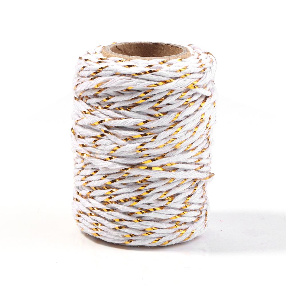 20Meters 2mm Colorful Braided Cords Christmas Thread Golden Silk String Rope For Making Christmas Gift Packaging DIY Party Decor