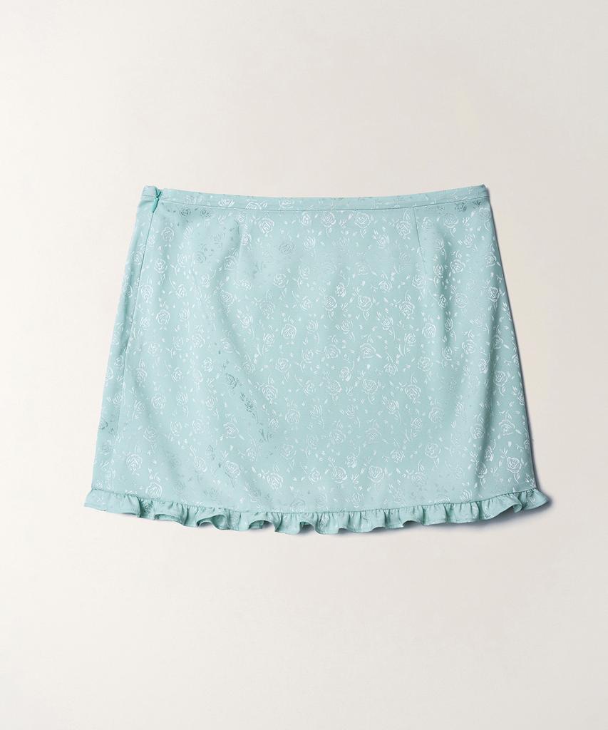 Tudment Satin Frilled Mini Skirt_Mint