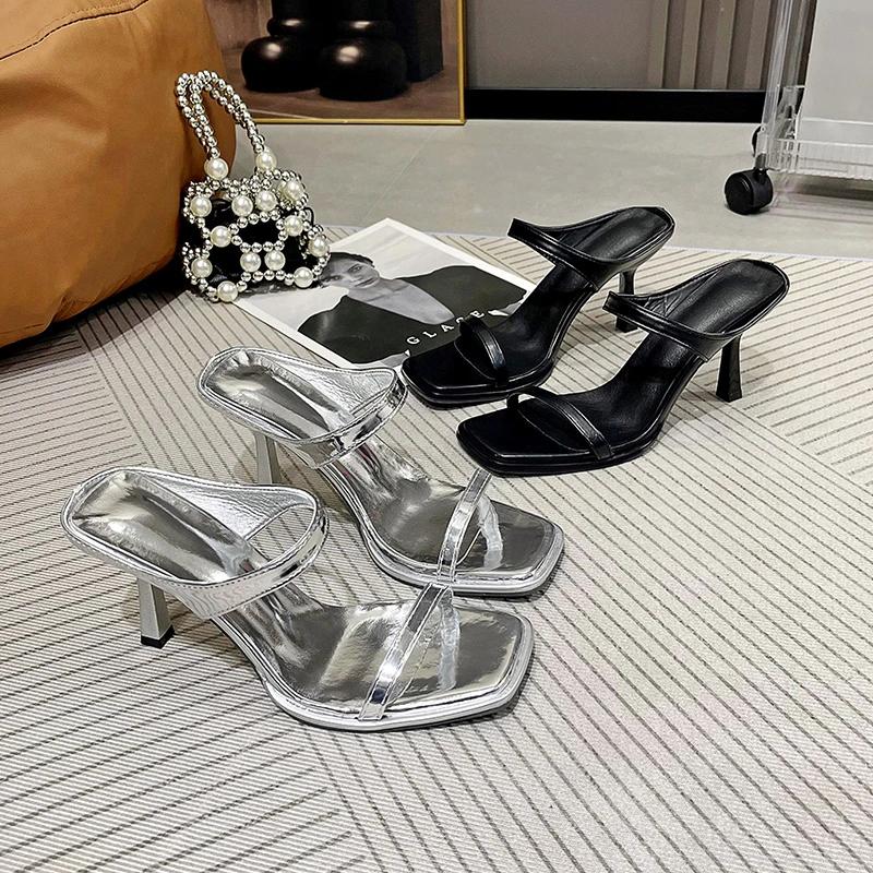 fashion 2024 Summer Street Style Woman Slippers Fashion Thin High Heels Party Stripper Shoes Ladies Elegant Open Toe Dress Sandalias
