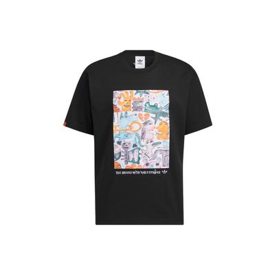 Originals Trefoil SS22 Cartoon Print Sport Crew Neck Short Sleeve T-Shirt Men Tops Black HR6453