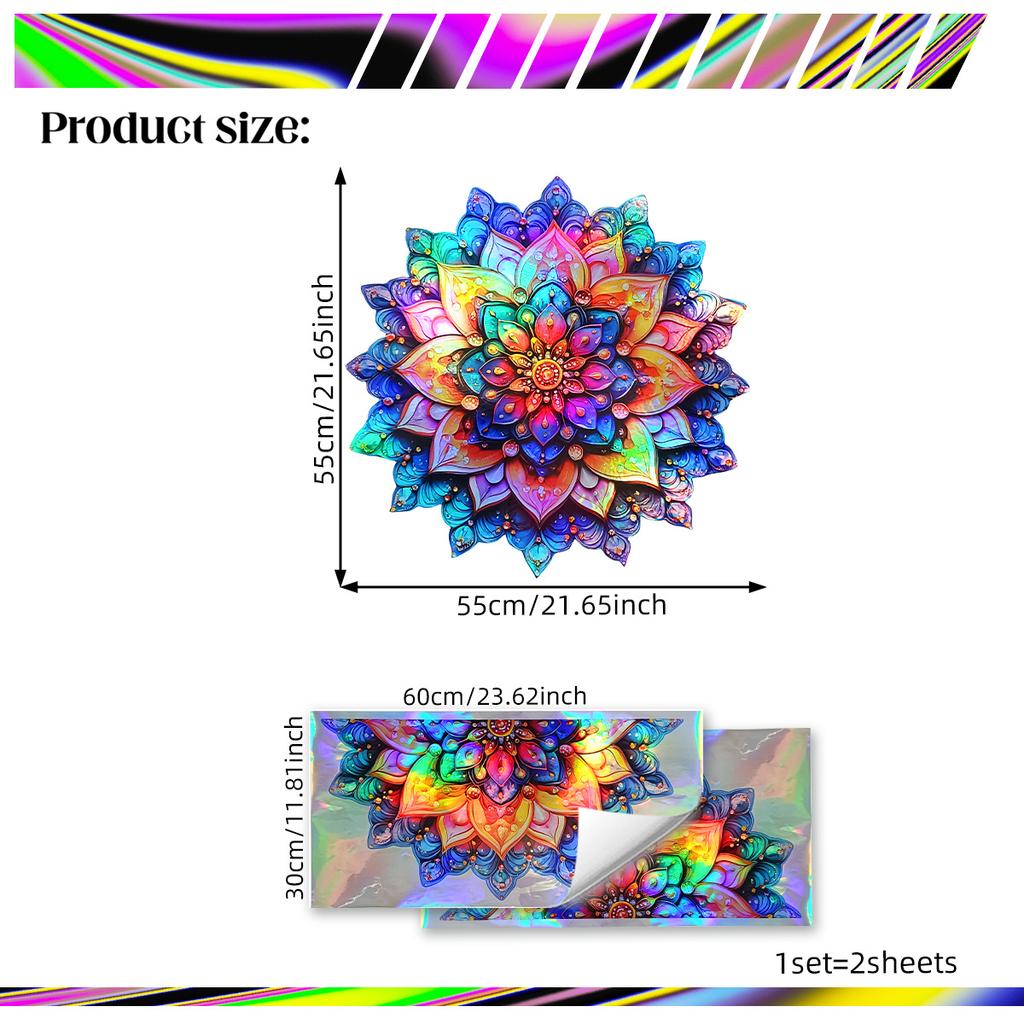 Neon Mandala Creative Wall Sticker Bathroom Living Room Background Decoration Wallpaper Self Adhesive Home Decals
