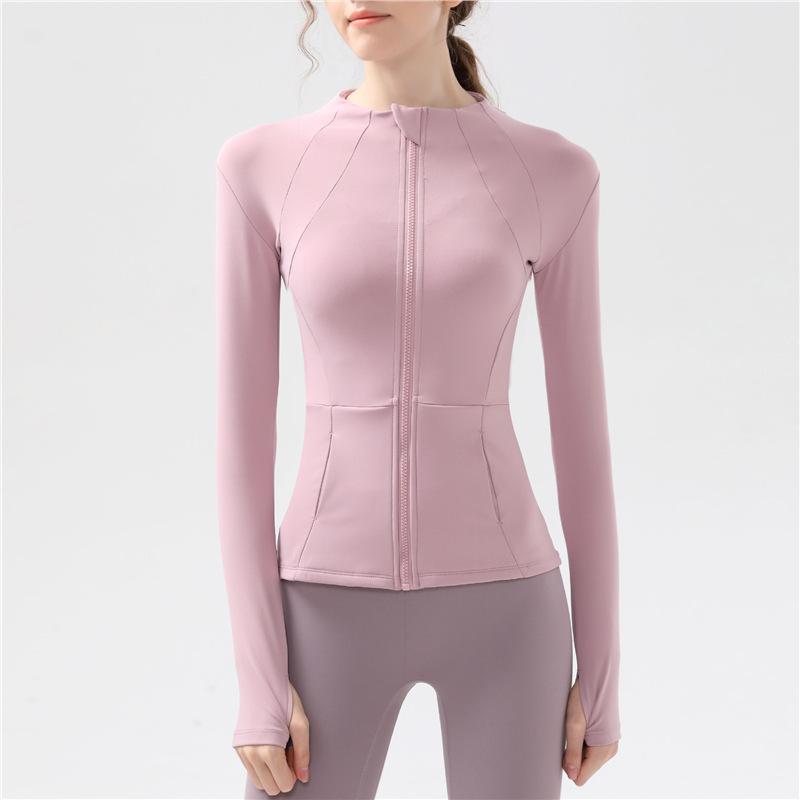 

Autumn/Winter Fleece-Lined Yoga Jacket: Nude Feel, Quick-Dry, Breathable, Stand-Up Collar, Zipper, Long-Sleeve, Slimming Fit. XL