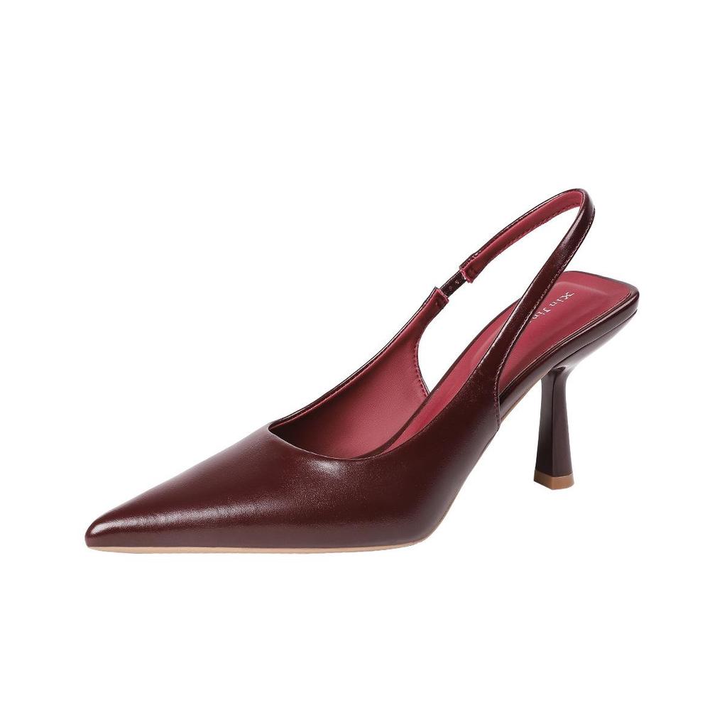 Red Pointed Toe Backless Stiletto Flats - Spring European American Style Fashion for Women