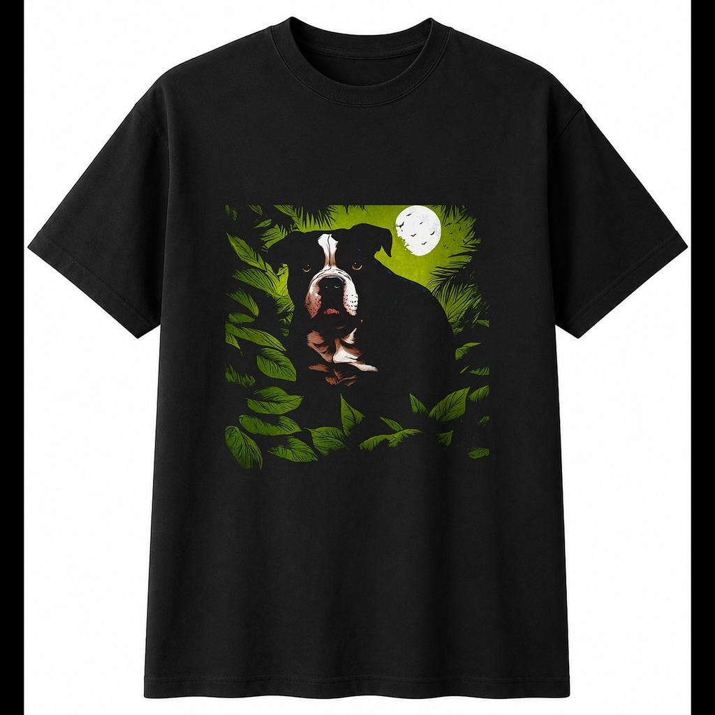 Botanical American Bully Torn Paper Dog Lover Mens T-Shirt Black 100% Cotton Tee
