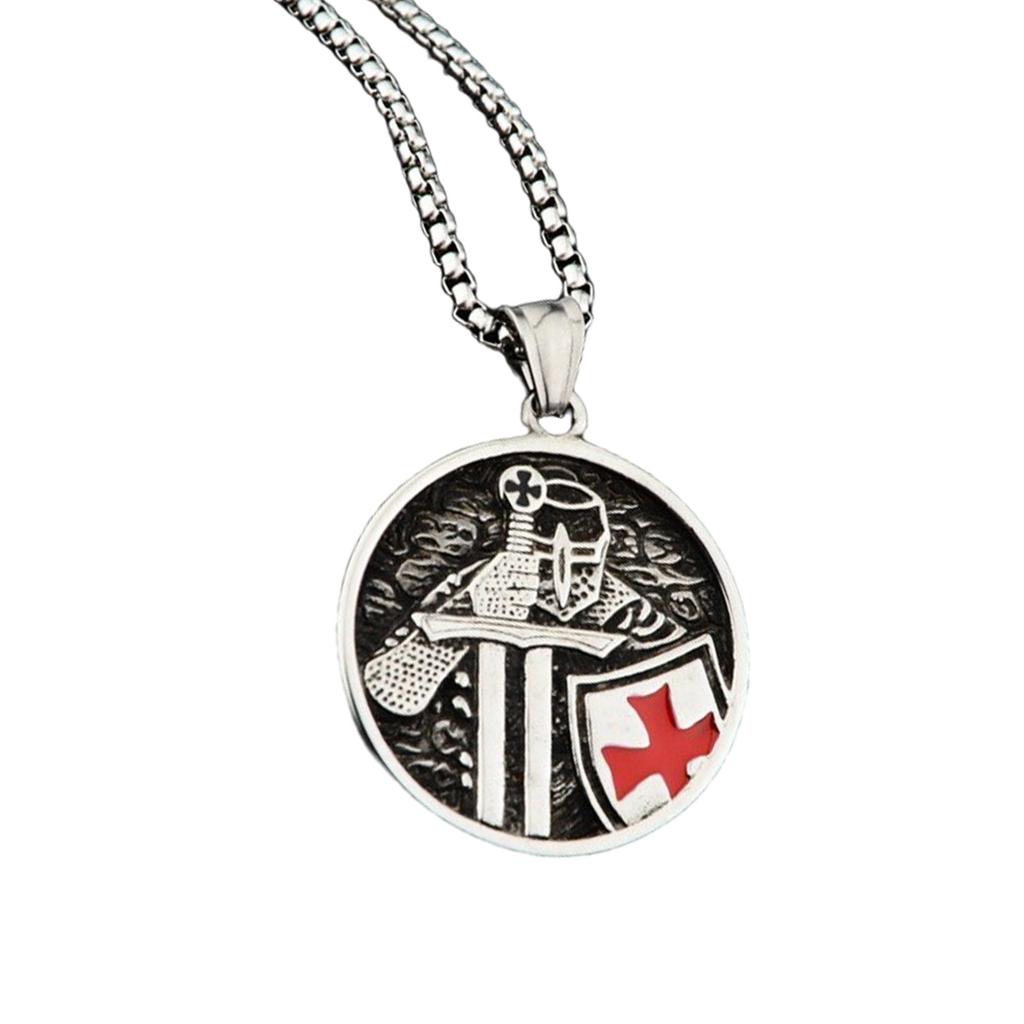 Vintage Knight Pendant Necklace Titanium Steel Amulet Jewelry Neck Jewelry Punk Chain Necklace Suitable for Men Present