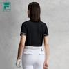 Fila Golf Series Fashion Simple Sports Comfortable Knitted Short Sleeve Polo Shirt Women Tops Deep-Black A11W625109FBK