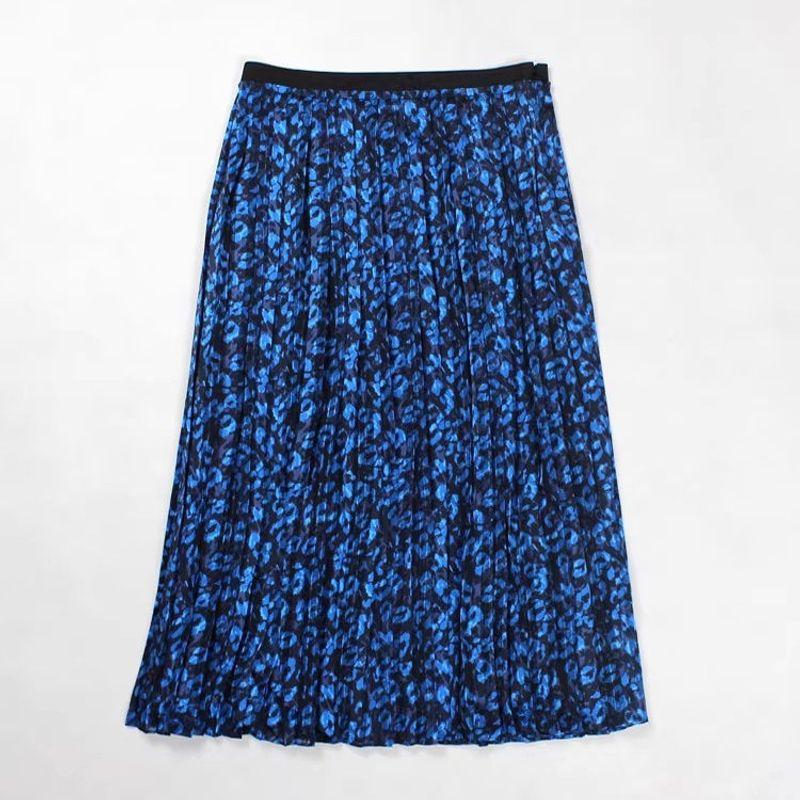 

Walking Air Conditioner Pleated Skirt Small Size European and American Foreign Trade Women s Clothing BR Banana Skirt Midi Skirt Blue Print US0