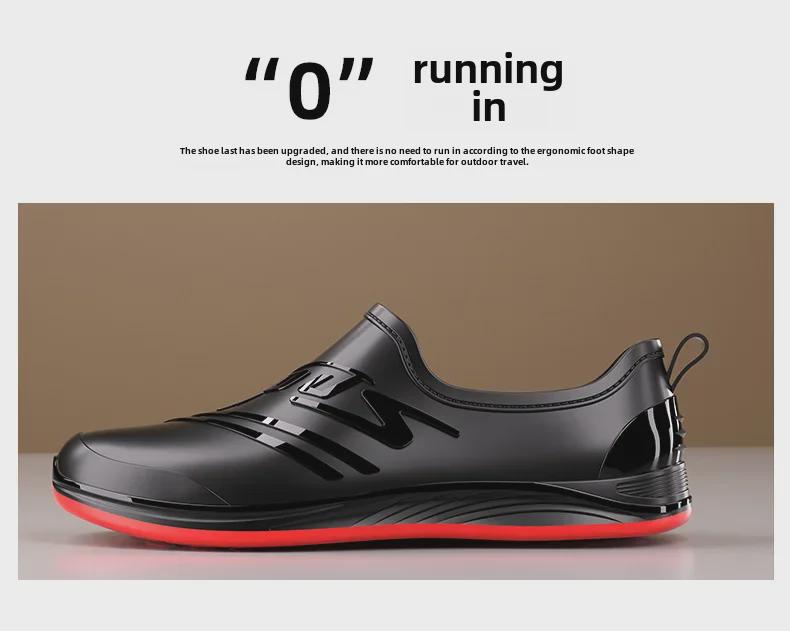 Men's Non-Slip PVC Low-Top Water Shoes for Catering, Car Wash, and Kitchen.