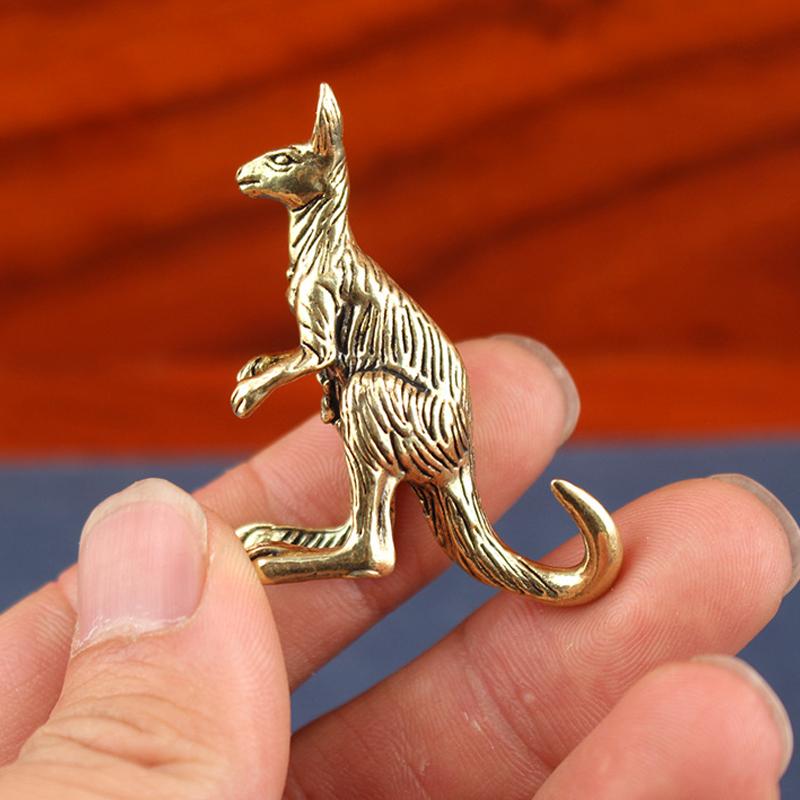 Brass Kangaroo Figurine, Desktop Decor Brass Animal Statue, Vintage Style Handcrafted Ornament, Tea Pet Gift for Office Home