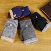 Thickened Dual-use Gloves Acrylic Fibres Knitted Yarn Flip Mittens Half Finger Gloves  Winter