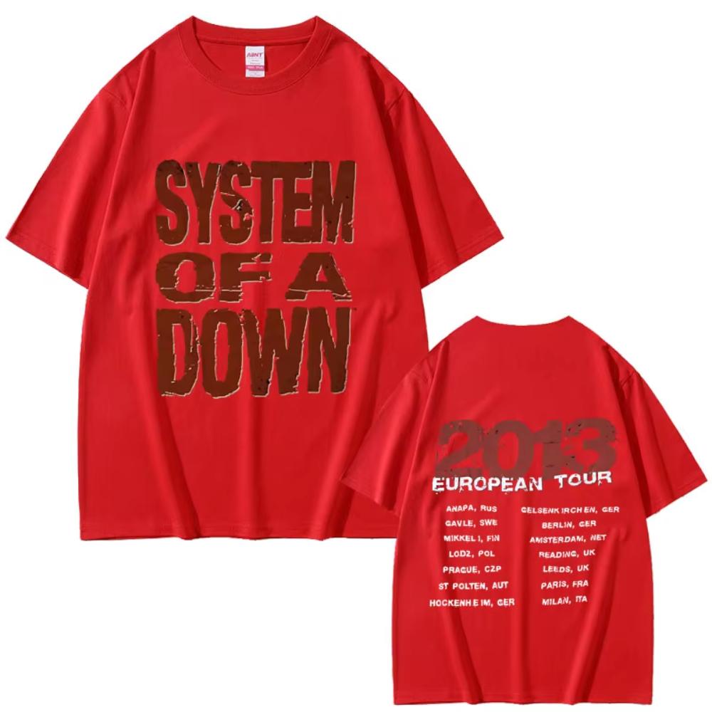 Limited Rock Band System of A Down European Tour 2013 Print T-shirts Male Fashion Tshirt Men Women Vintage Alternative Metal Tee