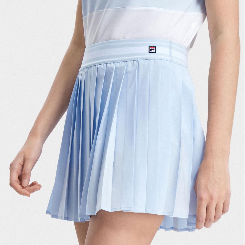 Fila Logo Solid Color Breathable Loose Pleated Tennis Sports Woven Casual Skirt Women Skirts Misty-Blue A11W323303FLB