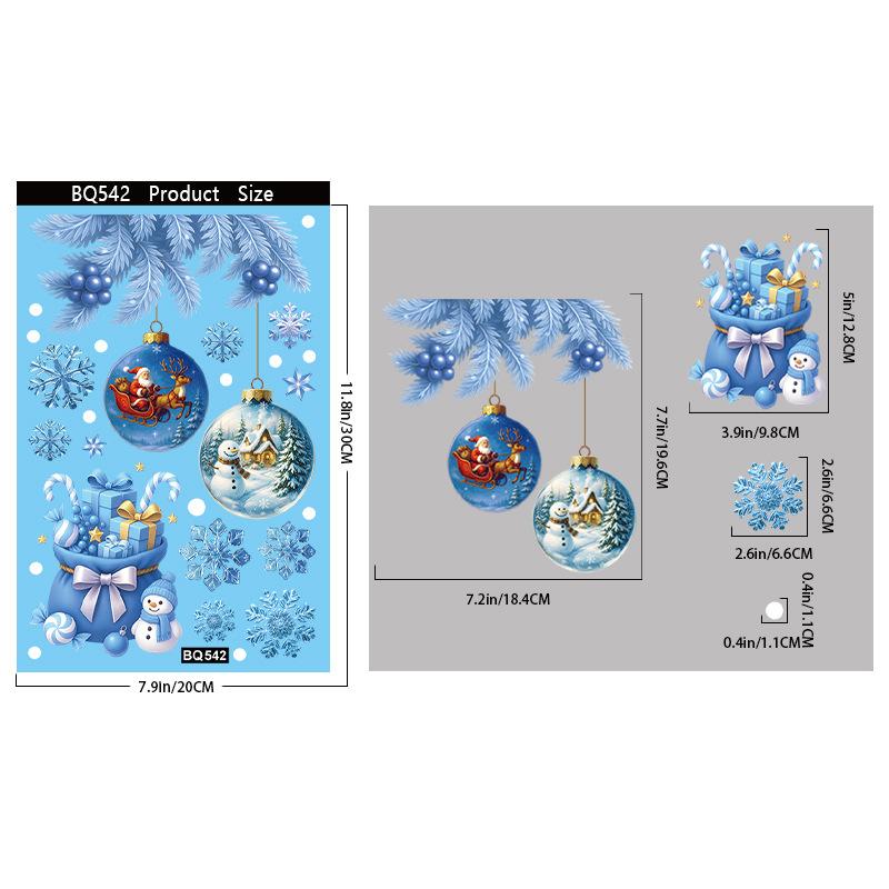 Christmas Snowflake Elk Snowman Glass Sticker Noel Ornaments Xmas Wall Stickers Merry Christma Decor Happy New Year Sticker