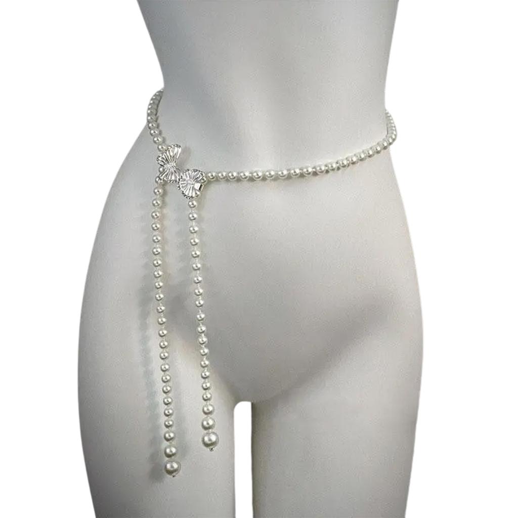 Heavy Duty Waist Belt Stylish for Stage Dance Music Festival Jeans Dress Belt Body Jewelry Chain Pearls Belly Dance