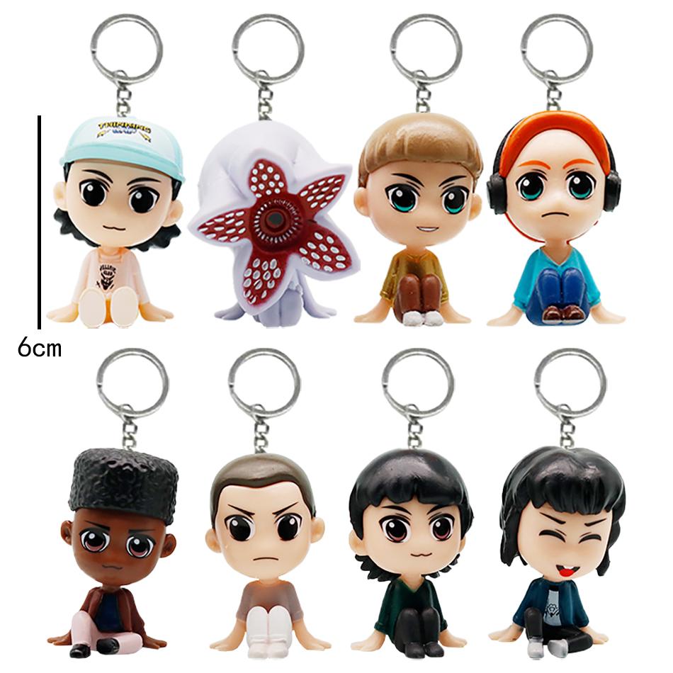 8Pcs/Set Keychain Figure Style Doll Eleven Monster Carnivorous Plant Strangered Things Boxed Anime Figures Collection