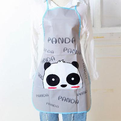 Women Apron Oil-proof Sleeveless PVC Waterproof Adjustable Easy Wear Sleeveless Elephant Panda Apron for Kitchen