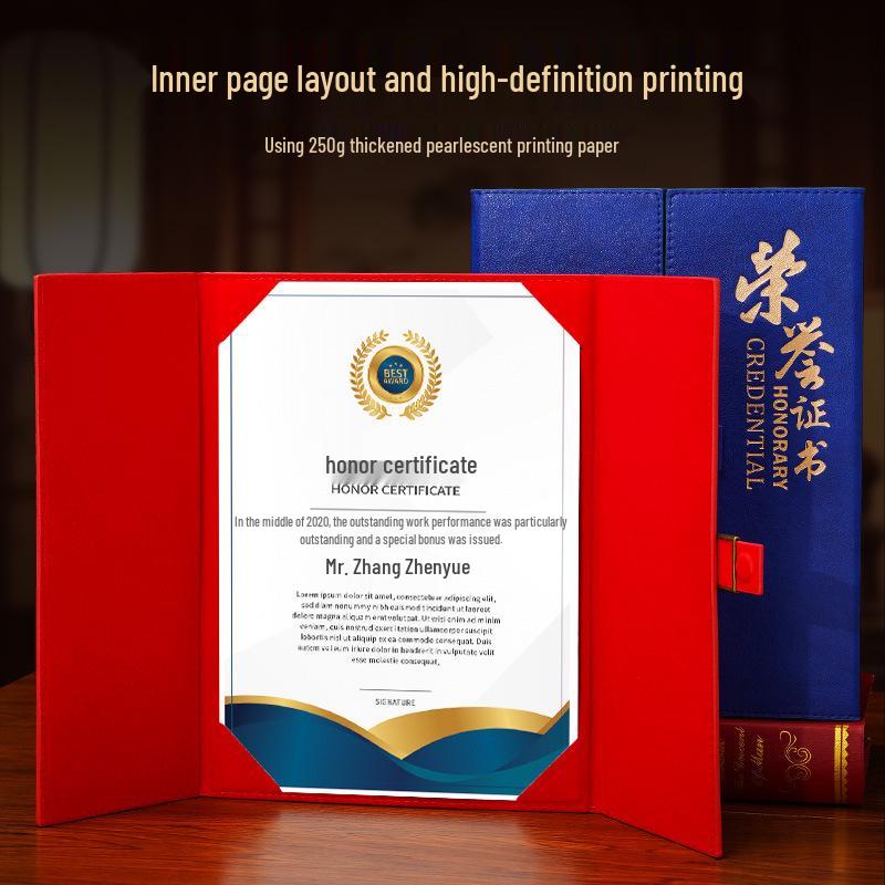 Triple-Fold Leather Graduation Certificate Cover with Customizable Hot Stamping