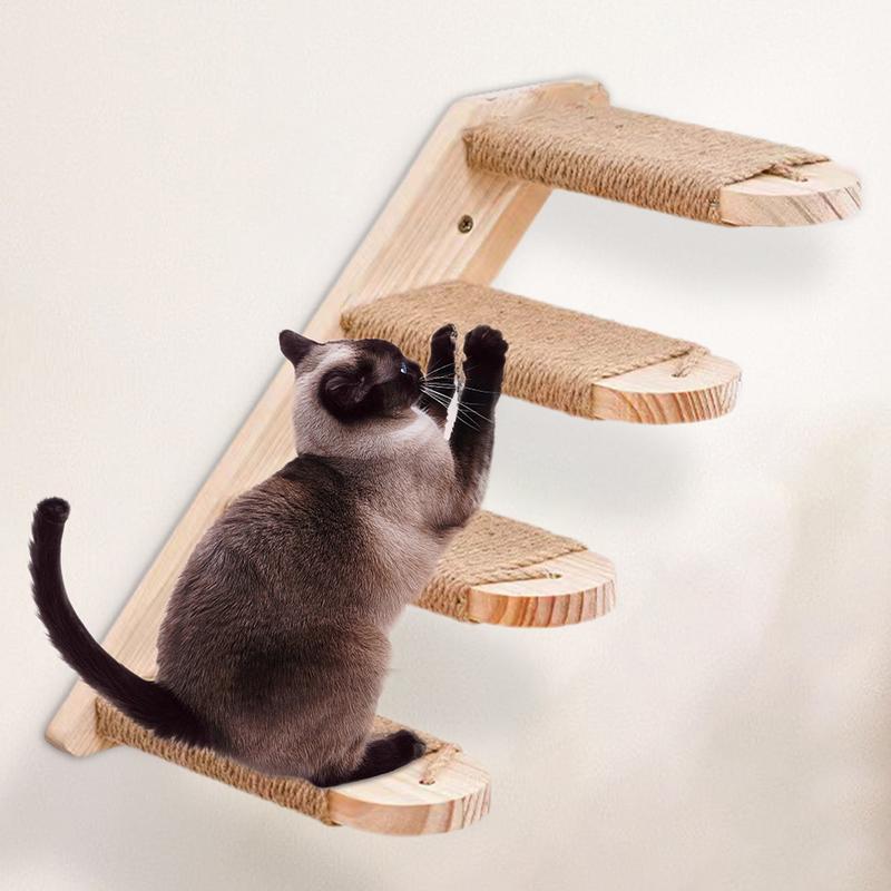 Cat Climbing Shelf Wall Mounted Sturdy Cat Climbing Steps Cat Stairway Cat Climbing Shelf Space-Saving Cat Stairs & Steps For