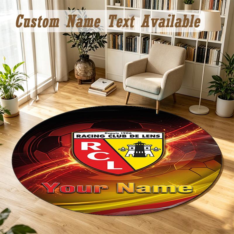 Round Rug Custom Nameracing Club De Lens Pattern Non Slip Carpet Home Floor Decor