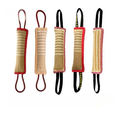 Durable Dog Tug Toy 2 Strong Handles Interactive Pet Toys for Small Large Dogs Jute Bite Pillow Puppy Training Play Game