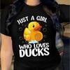 Women'S Casual Duck Print T-Shirt, Knit Fabric, Crew Neck Short Sleeve Top, Regular Length, All Seasons - Summer Spring Fashion