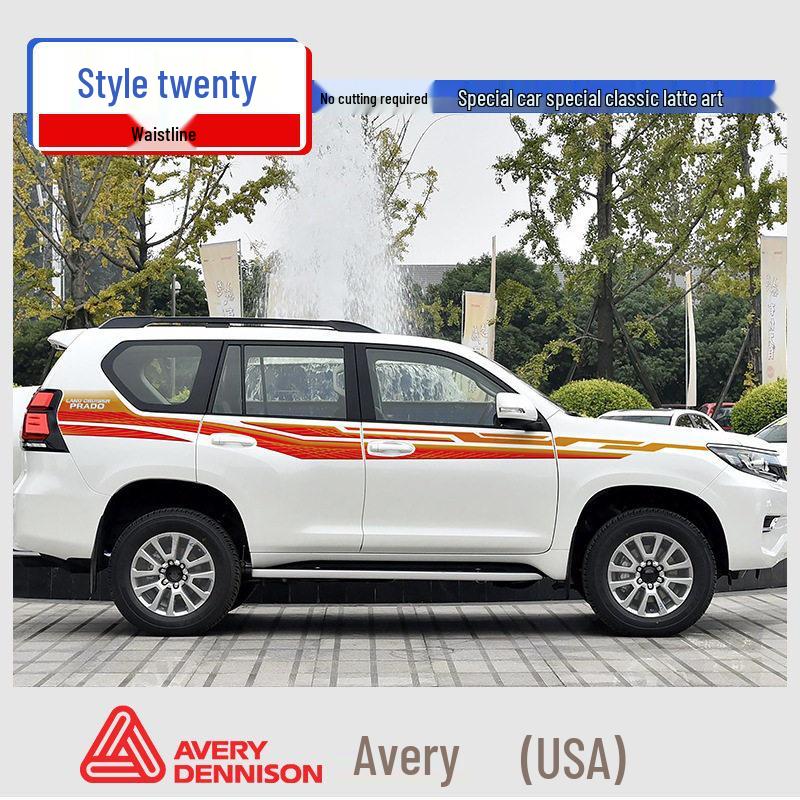 Toyota Prado 10-22 Models Car Body Color Stripe Decal Waistline Sticker.