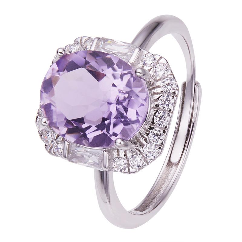 Natural Colored Jewelry Topaz Amethyst Citrine Ring Women'S S925 Silver Light Luxury High Sense