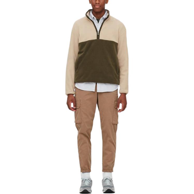Uniqlo Color Block Half Zip Pullover Long Sleeve Sweatshirt Men Sweatshirt Off-White 432109-30