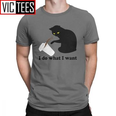 Do What I Want Katze Kaffee T-Shirt Unisex Haustier Kätzchen Liebe Meow Tier Niedlich Lustig Premium Baumwolle T-Shirt Kurzarm T-Shirts Unisex