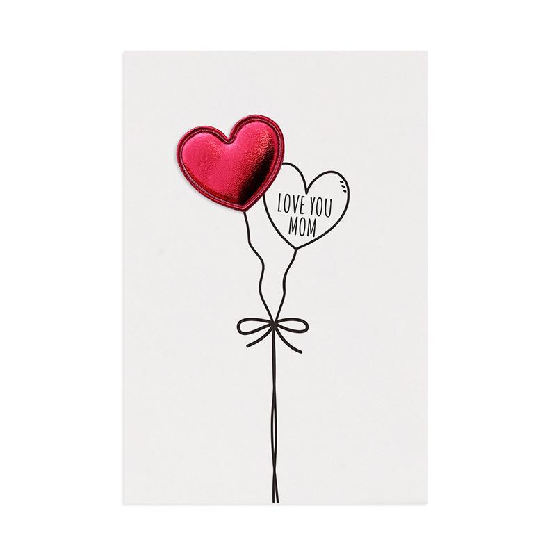 1pc Mother's Day Card with Leather 3D Heart Design - A Unique and Elegant Gift for Mom, Blank Inner Page, Expressing Blessings