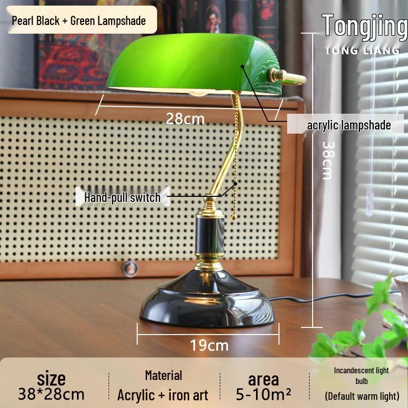 Vintage Green Banker Desk Lamp: Eye-Caring Bedside Light Inspired by Old Shanghai
