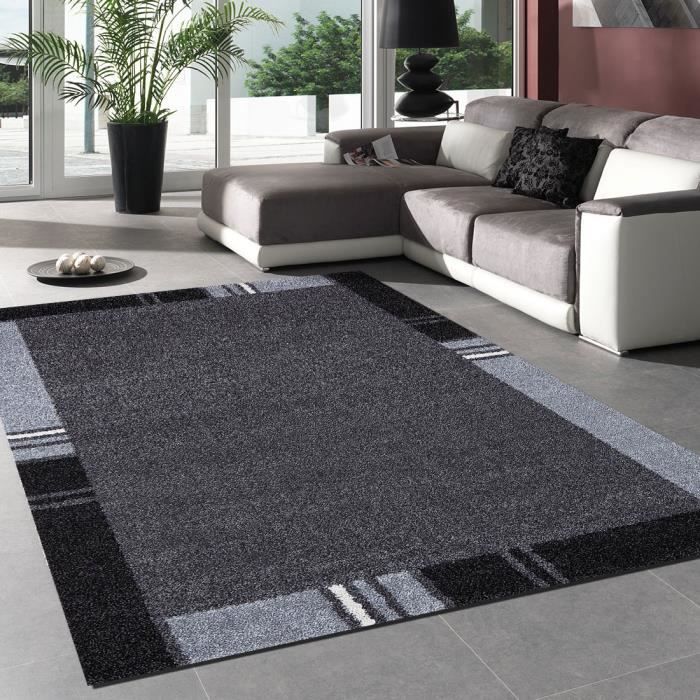 Tapis salon ZAQUO Gris 80x150 OEKO TEX® en polypropylène doux et soyeux