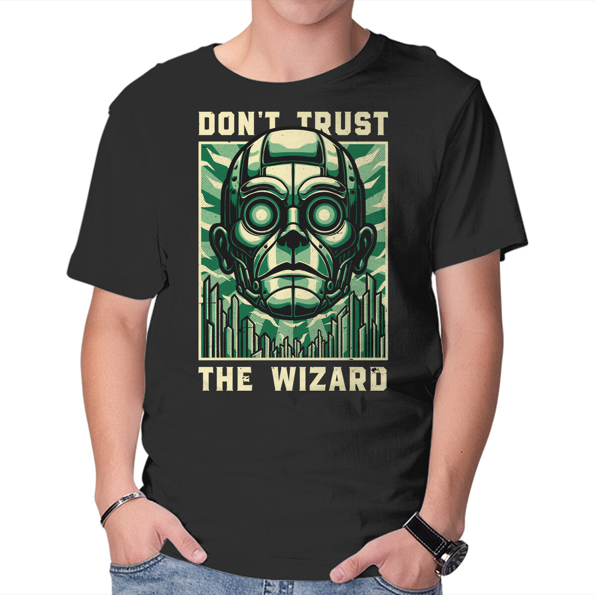 Unisex Crew Neck T-Shirt The Wizard Lies Graphic Short Sleeve Casual Tee S